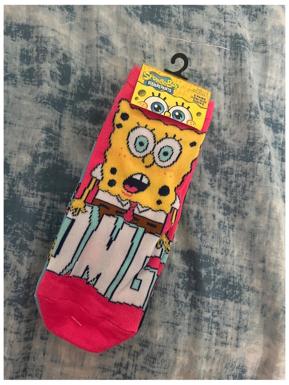SpongeBob SquarePants Bright Pink & Yellow Crew Socks